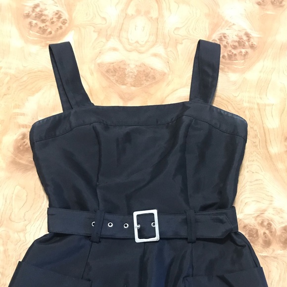 Navy blue wide legged jumpsuit with belt - Picture 5 of 5